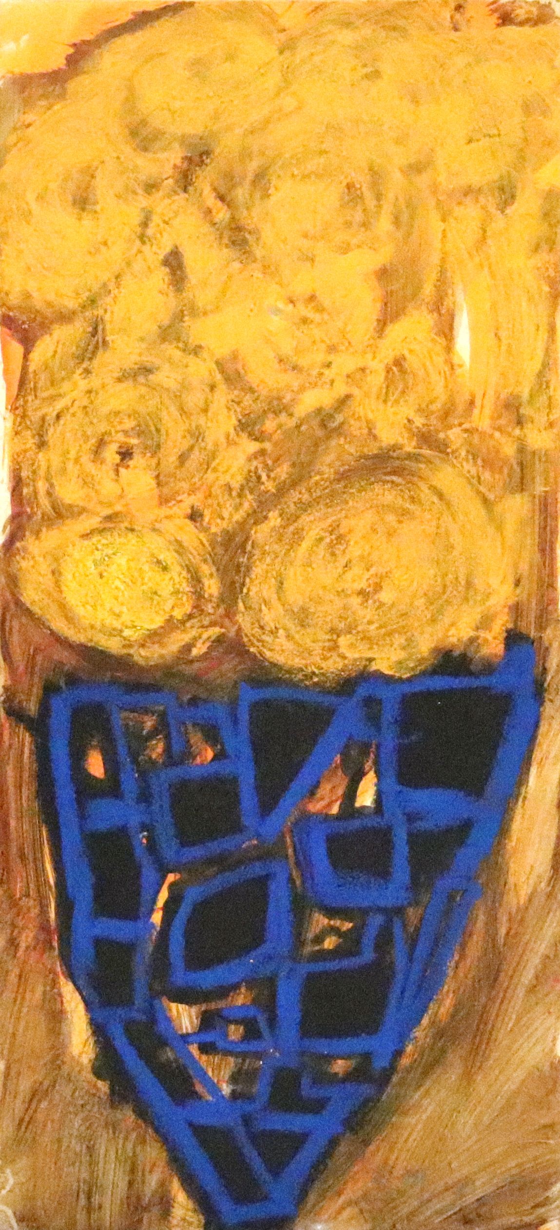 三岸節子 「花」 39.5x18.0 紙にオイルパステル・パステル・油彩